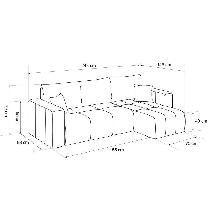 Narożnik tapicerowany PEDRO z funkcją spania i pojemnikiem